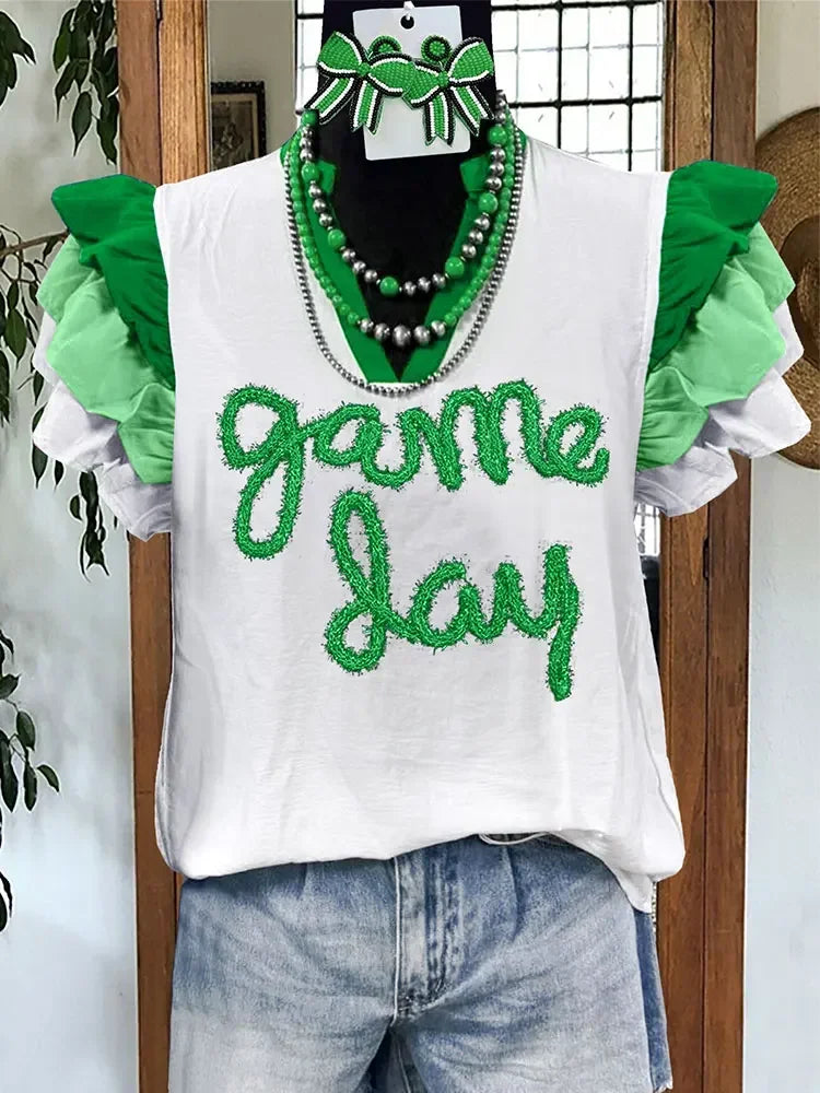 Gameday Top Ruffled Blouse