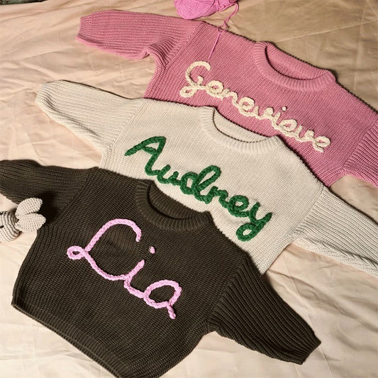 Handmade Embroidery Children's Name Sweater